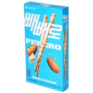 Lotte Pepero Snowy Almond | Snack dolce coreano con cioccolato bianco e mandorle